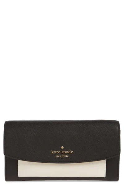 Kate Spade Colorblock Continental Wallet With Removable Card Wallet In Black