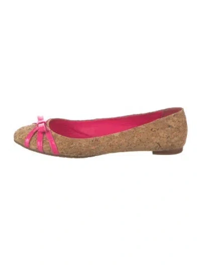Pre-owned Kate Spade Colorblock Pattern Bow Accents Flats In Neutral