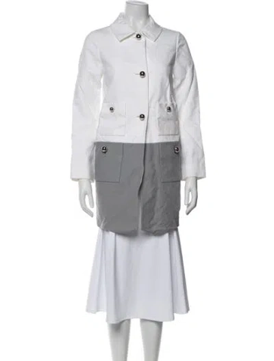 Pre-owned Kate Spade Colorblock Pattern Coat In Grey