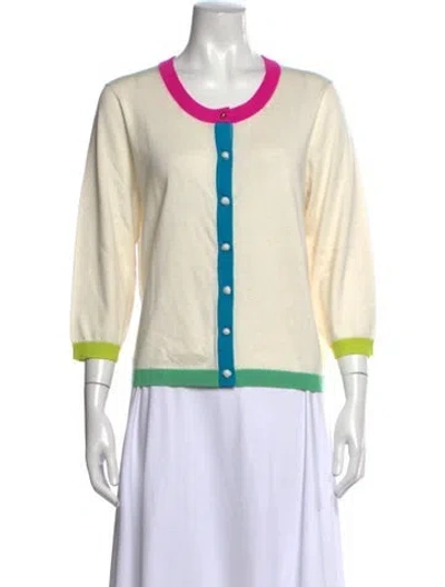 Pre-owned Kate Spade Colorblock Pattern Crew Neck Sweater In Neutrals