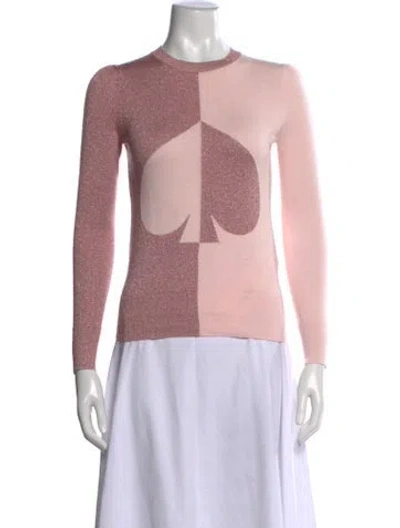 Pre-owned Kate Spade Colorblock Pattern Crew Neck Sweater In Pink
