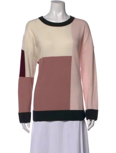 Pre-owned Kate Spade Colorblock Pattern Crew Neck Sweater In Pink