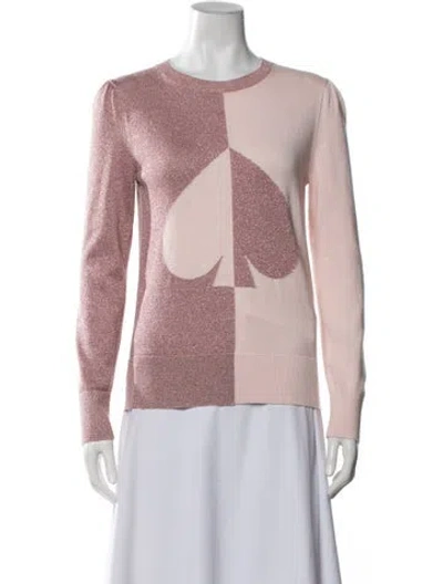 Pre-owned Kate Spade Colorblock Pattern Crew Neck Sweater In Pink