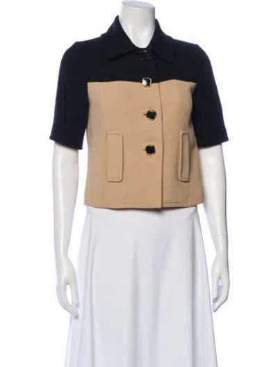 Pre-owned Kate Spade Colorblock Pattern Denim Jacket In Black