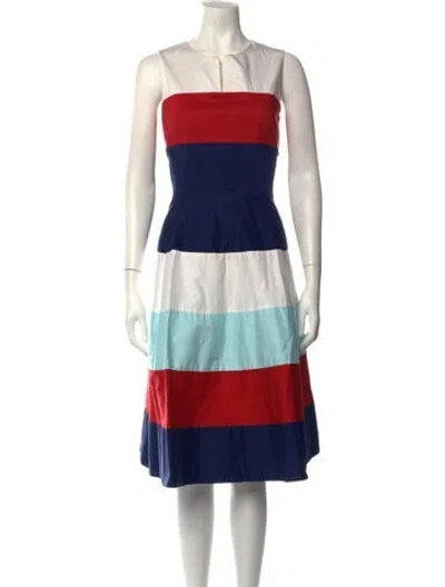 Pre-owned Kate Spade Colorblock Pattern Midi Length Dress In Blue/white