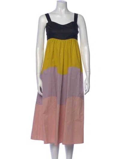 Pre-owned Kate Spade Colorblock Pattern Midi Length Dress In Multi
