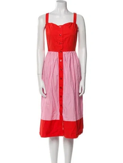 Pre-owned Kate Spade Colorblock Pattern Midi Length Dress In Pink