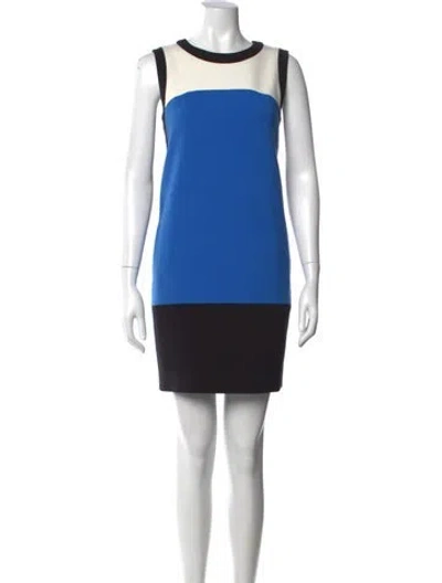 Pre-owned Kate Spade Colorblock Pattern Mini Dress In Black/blue