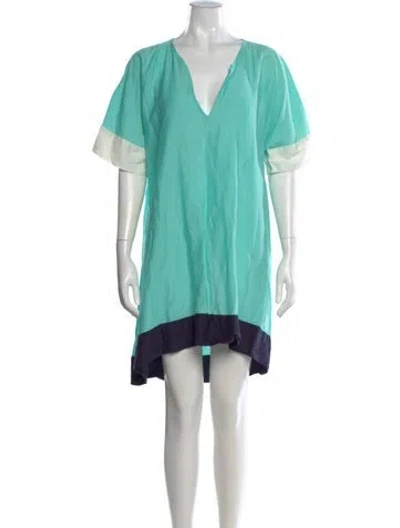 Pre-owned Kate Spade Colorblock Pattern Mini Dress In Blue