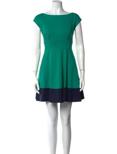 Pre-owned Kate Spade Colorblock Pattern Mini Dress In Blue/green