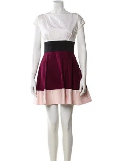 Pre-owned Kate Spade Colorblock Pattern Mini Dress In Neutral