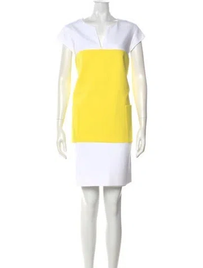 Pre-owned Kate Spade Colorblock Pattern Mini Dress In White