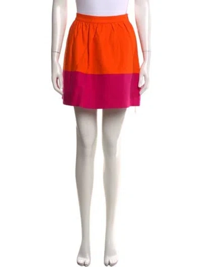 Pre-owned Kate Spade Colorblock Pattern Mini Skirt In Orange