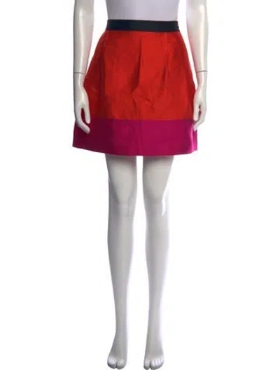 Pre-owned Kate Spade Colorblock Pattern Mini Skirt In Red