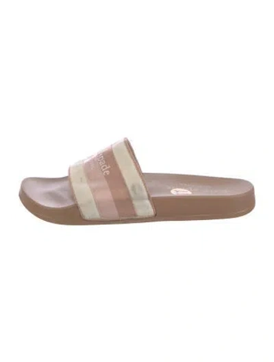 Pre-owned Kate Spade Colorblock Pattern Slides In Pink
