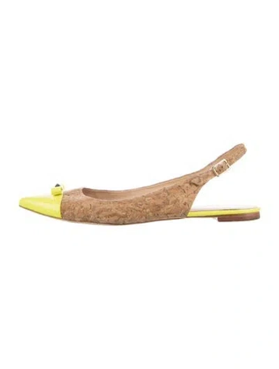 Pre-owned Kate Spade Colorblock Pattern Slingback Flats In Yellow