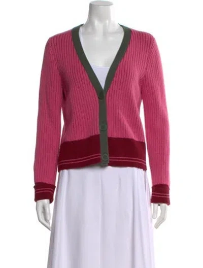 Pre-owned Kate Spade Colorblock Pattern V-neck Sweater In Pink