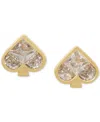 Kate Spade Colored Cubic Zirconia Spade Stud Earrings In Clear,gold