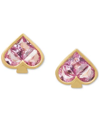 Kate Spade Colored Cubic Zirconia Spade Stud Earrings In Pink.