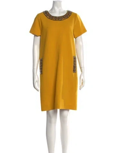 Pre-owned Kate Spade Crew Neck Knee-length Dress In Gold