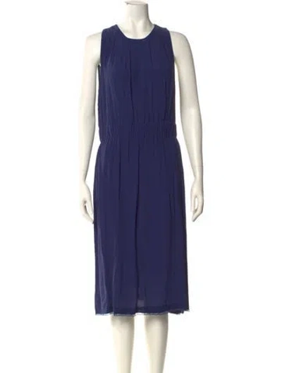 Pre-owned Kate Spade Crew Neck Midi Length Dress In Blue