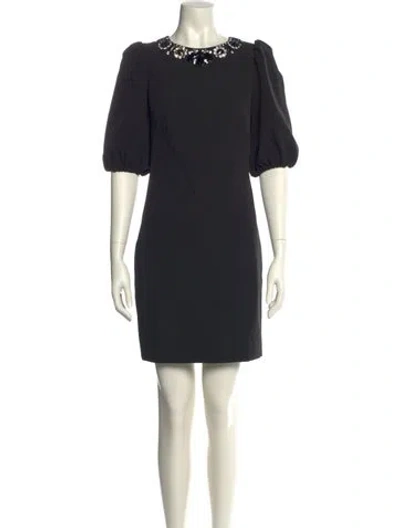 Pre-owned Kate Spade Crew Neck Mini Dress In Black