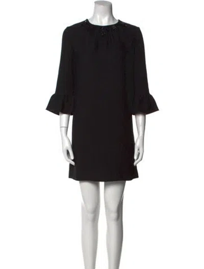 Pre-owned Kate Spade Crew Neck Mini Dress In Black