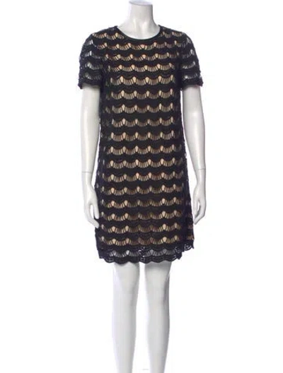 Pre-owned Kate Spade Crew Neck Mini Dress In Black