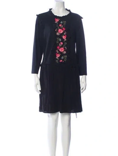Pre-owned Kate Spade Crew Neck Mini Dress In Black