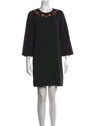 Pre-owned Kate Spade Crew Neck Mini Dress In Black