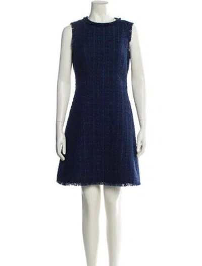 Pre-owned Kate Spade Crew Neck Mini Dress In Blue
