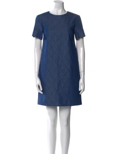 Pre-owned Kate Spade Crew Neck Mini Dress In Blue
