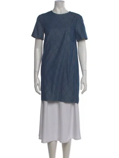 Pre-owned Kate Spade Crew Neck Mini Dress In Blue