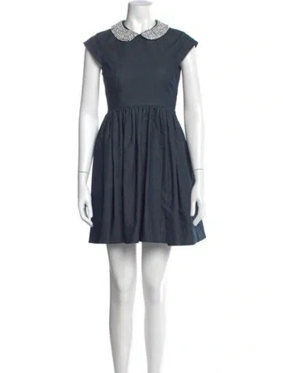 Pre-owned Kate Spade Crew Neck Mini Dress In Blue