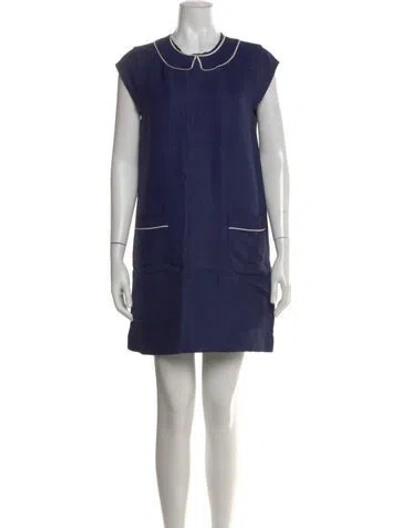 Pre-owned Kate Spade Crew Neck Mini Dress In Blue