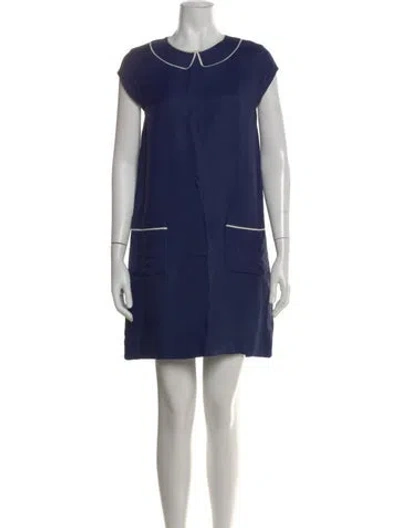 Pre-owned Kate Spade Crew Neck Mini Dress In Blue