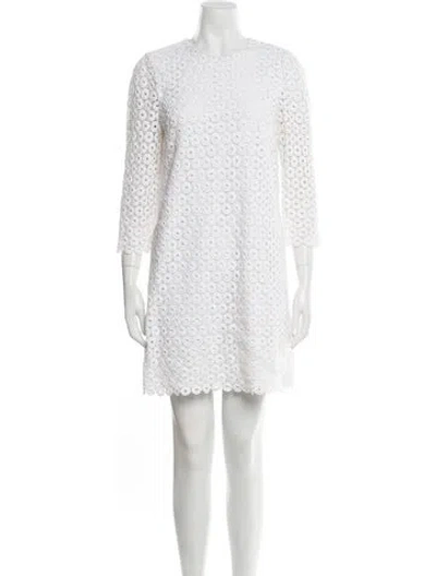 Pre-owned Kate Spade Crew Neck Mini Dress In Neutral