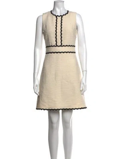 Pre-owned Kate Spade Crew Neck Mini Dress In Neutrals