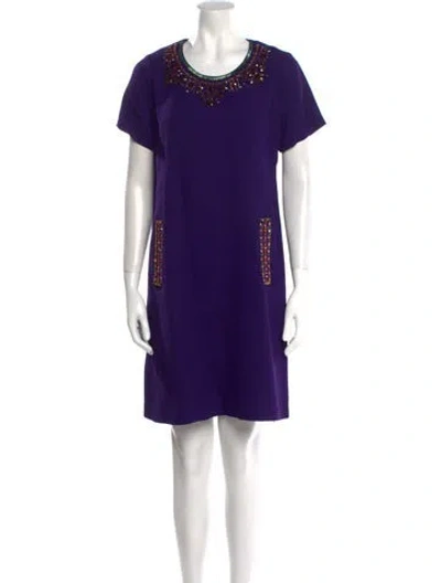 Pre-owned Kate Spade Crew Neck Mini Dress In Purple
