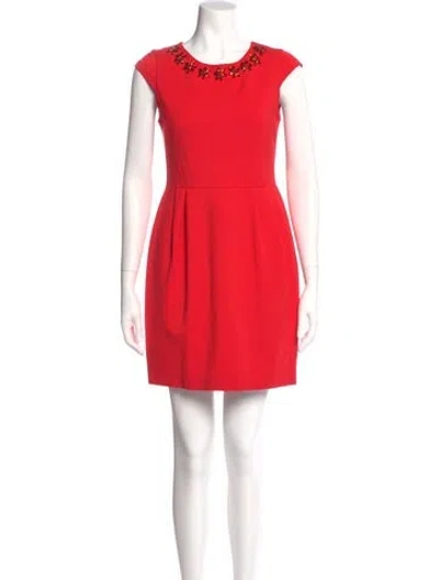 Pre-owned Kate Spade Crew Neck Mini Dress In Red