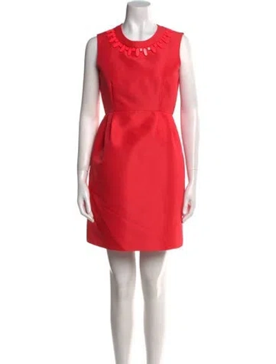Pre-owned Kate Spade Crew Neck Mini Dress In Red