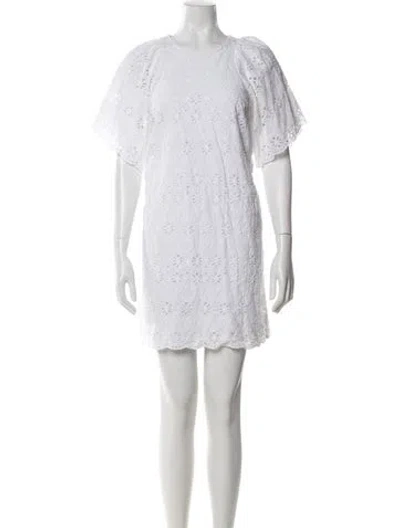 Pre-owned Kate Spade Crew Neck Mini Dress In White