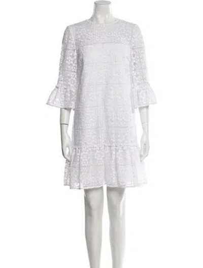 Pre-owned Kate Spade Crew Neck Mini Dress In White
