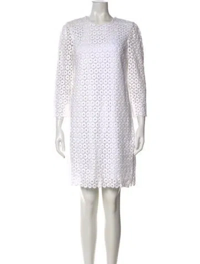 Pre-owned Kate Spade Crew Neck Mini Dress In White