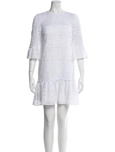 Pre-owned Kate Spade Crew Neck Mini Dress In White