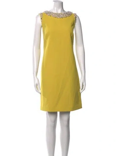 Pre-owned Kate Spade Crew Neck Mini Dress In Yellow