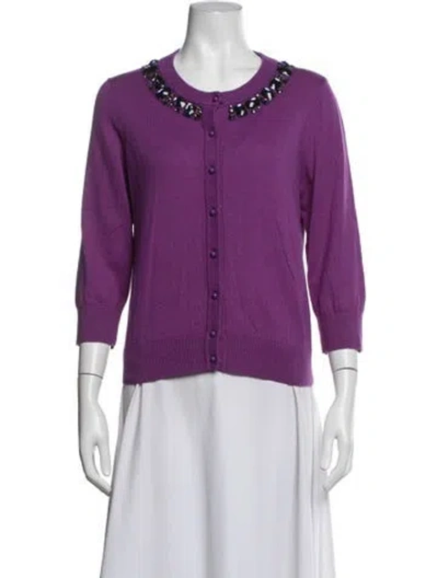 Pre-owned Kate Spade Crew Neck Sweater In Purple