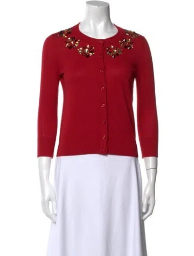 Pre-owned Kate Spade Crew Neck Sweater In Red
