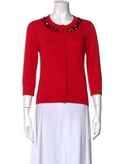 Pre-owned Kate Spade Crew Neck Sweater In Red