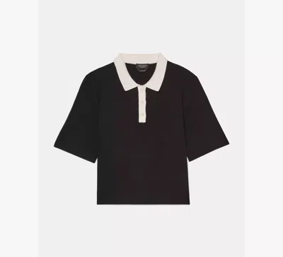 Kate Spade Cropped Polo Sweater In Black